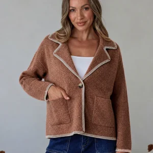 Mae Blanket Stitch Jacket - Cinnamon