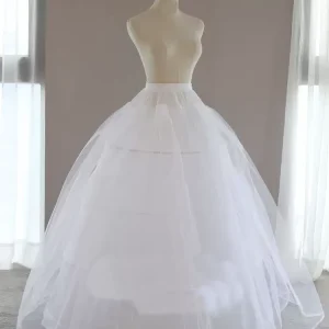 Bridal Double-Layer Tulle Super Full Hoop Petticoat with Long Train