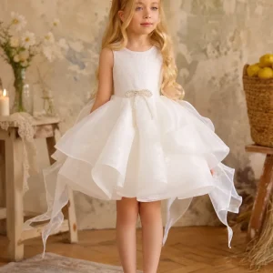 Fairy Ivory Lace Flower Girl Dress for Wedding – Sleeveless Plus Size