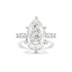 Elegant Statement Pear Cut Cubic Zirconia Decoy Engagement Ring 6 Carat