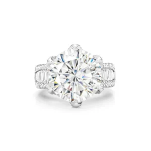 Luxury Round Cut Cubic Zirconia Decoy Engagement Ring 10 Carat with Pave Band