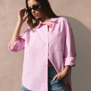 You Got This Oversized Shirt - Pink Stripe