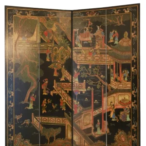 Vintage Retro Hand-Craft Decorative Folding Screen – Floral Chinese Art Wood Room Divider