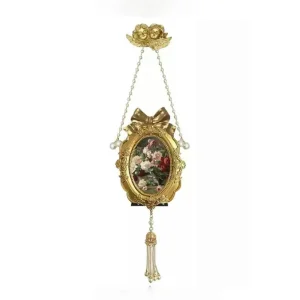 Vintage Retro Hand-Craft Oval Resin Wall Frame with Tassel – Handmade Floral Baroque Hanging Art Decor