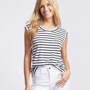 Cali Tank Top - Black/White Stripe
