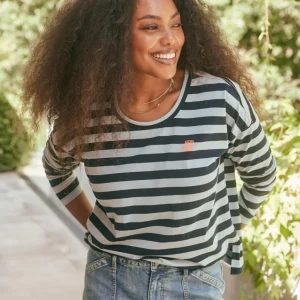 Relaxed Monogram Long Sleeve T-Shirt - Navy/Denim Stripe
