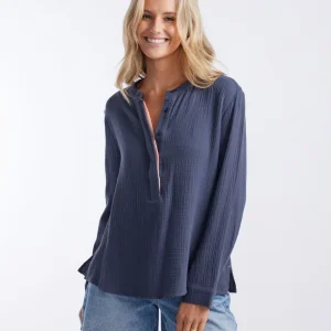 The Beach Shirt - Wash Navy / Sorbet Orange